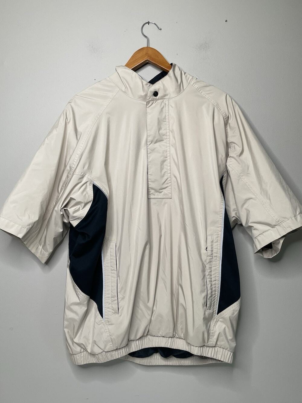 FootJoy DryJoys Men’s L Short Sleeve Golf Rain Windshirt Pullover Beige Black